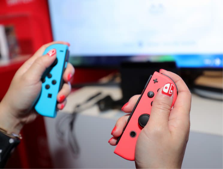 The Nintendo Switch Joy Con controllers.