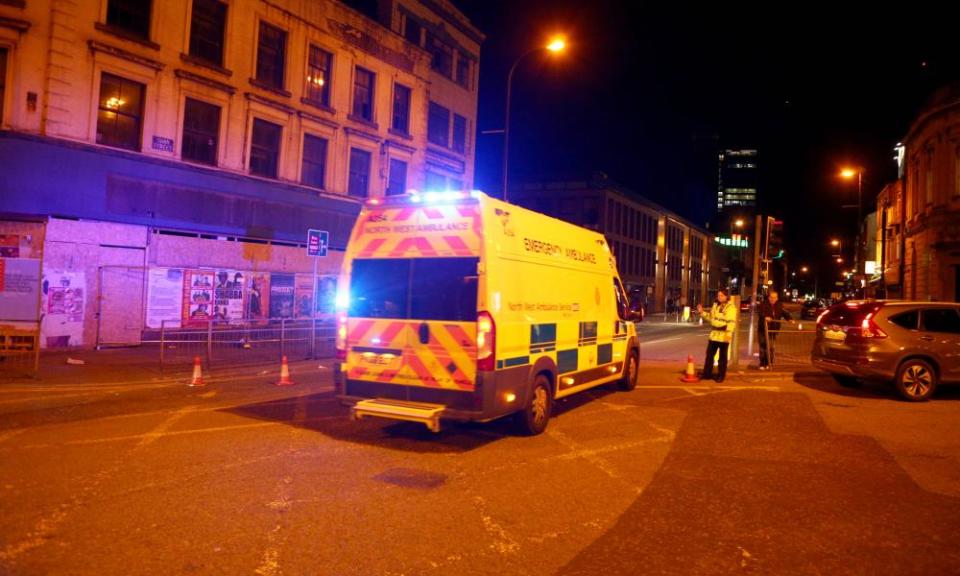 police van responding to An Incident At Manchester Arena