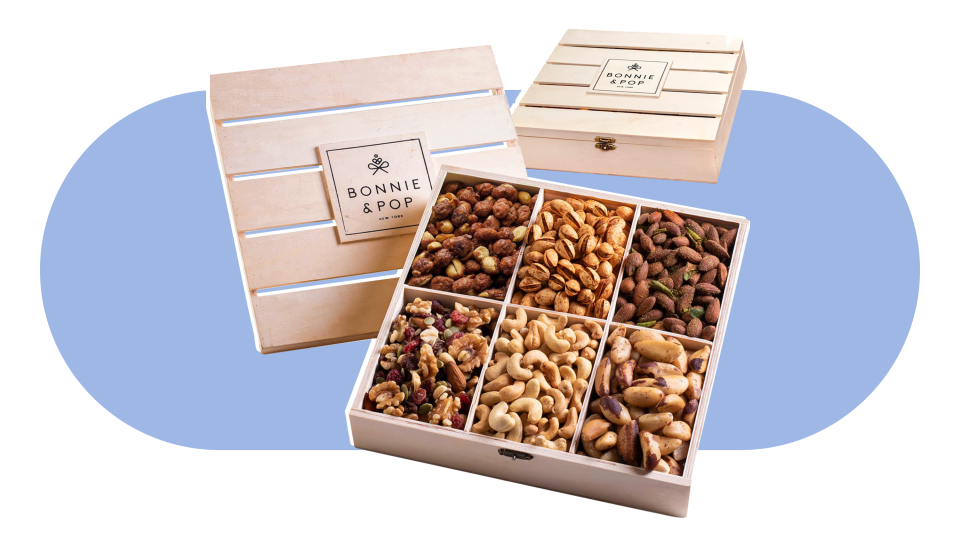 Teacher Appreciation Week gift baskets: Bonnie and Pop gift basket of nuts