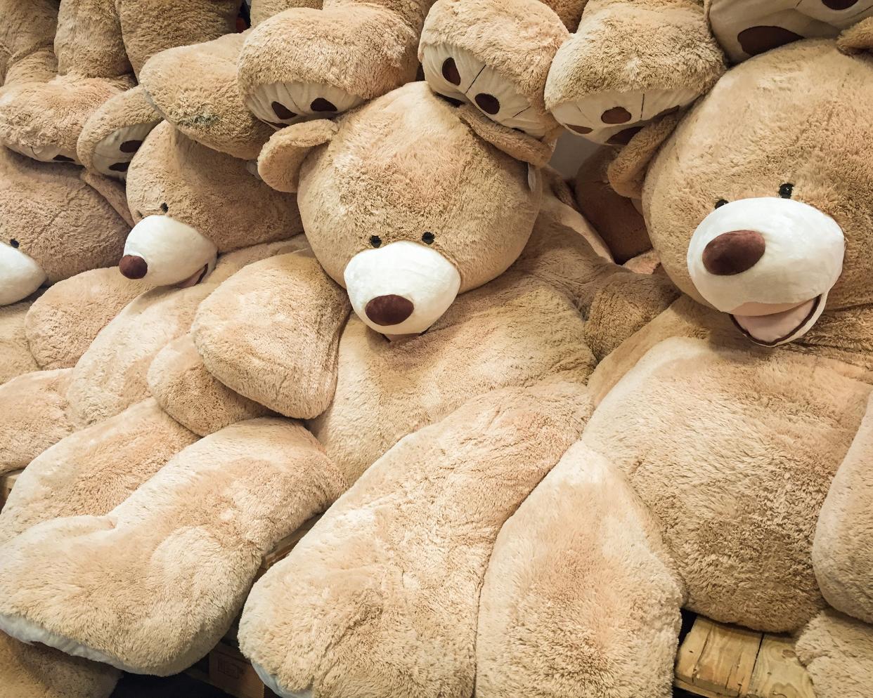 gigantic plush bears on display for sale at Costco