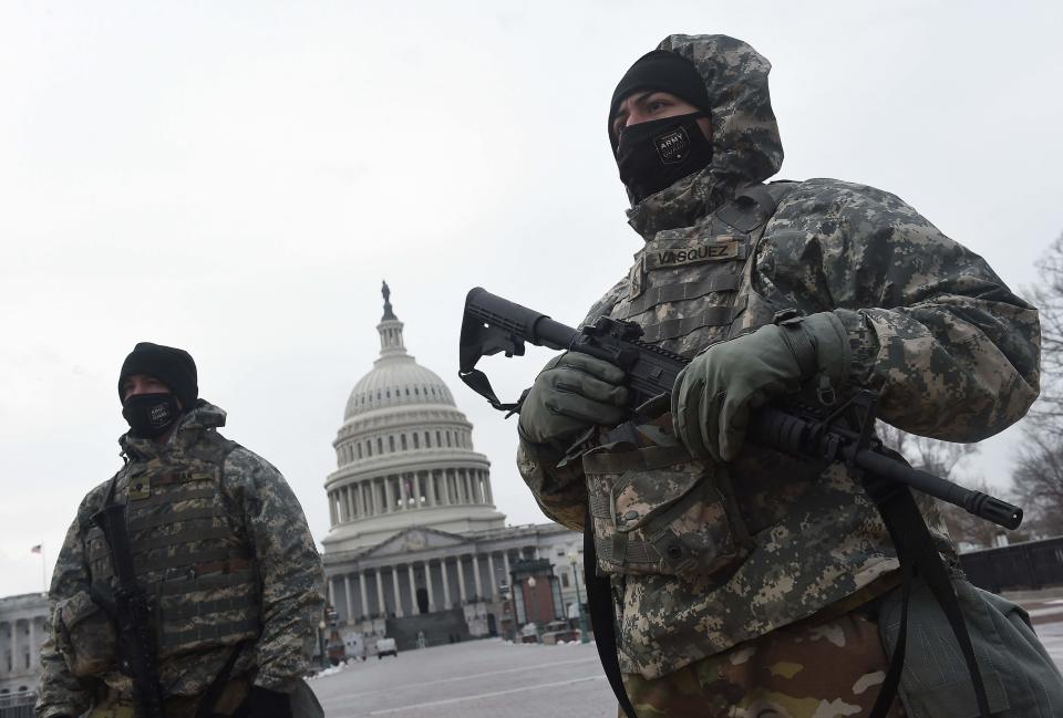 Members of the National Guard on Feb. 2, 2021, at the Capitol, in Washington, D.C.