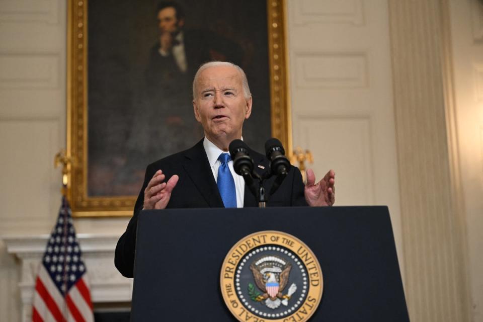 Biden said America’s commitment to Nato was ‘sacred’, countering comments from his predecessor suggesting he would encourage Russia to attacks US allies who failed to spend 2 per cent of GDP on defence (AFP via Getty Images)