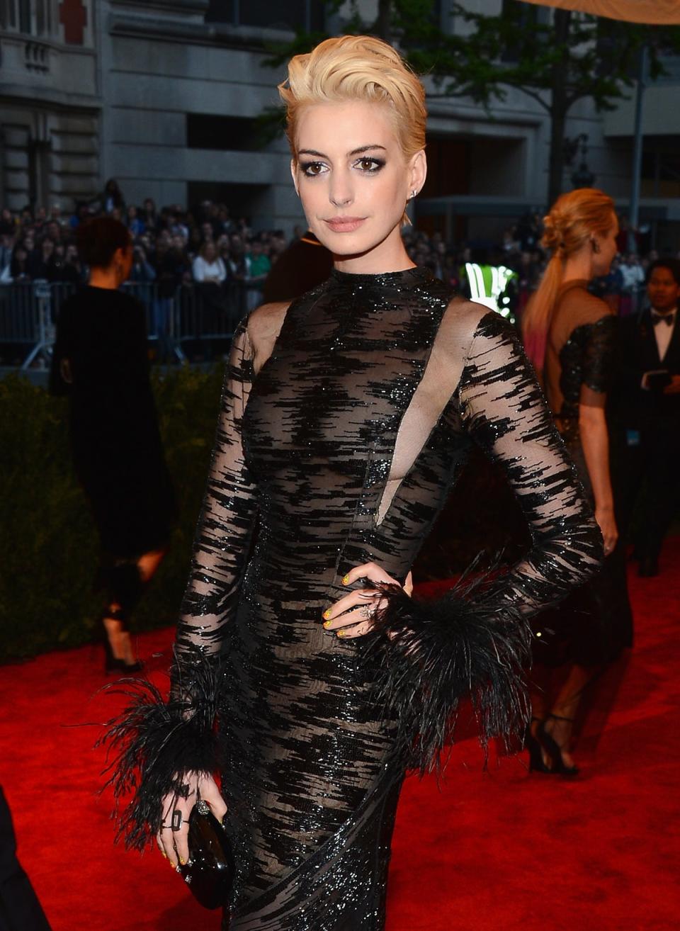 Anne Hathaway at the 2013 Met Gala, with the theme: ‘Punk: Chaos to Couture' (Larry Busacca/Getty Images)