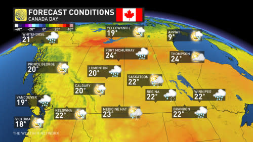 Western Canada July 1 temperatures