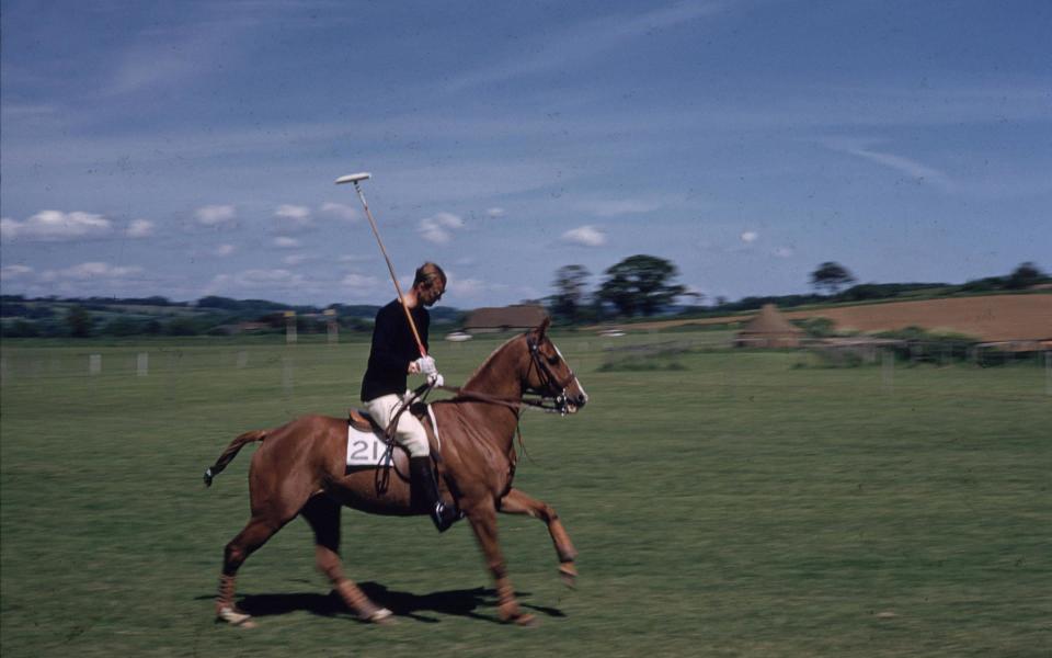 Prince Philip, Duke of Edinburgh on his polo pony at Cowdray Park, Sussex - Getty