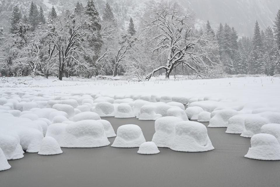 Snow blankets Yosemite National Park in California, United States on February 23, 2023