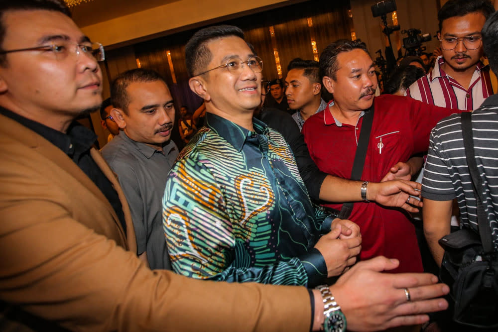 PKR deputy president Datuk Seri Azmin Ali arrives at the Sheraton Hotel in Petaling Jaya February 23, 2020. — Picture by Hari Anggara