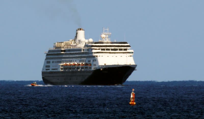 The MS Zaandam cruise ship, one of the two Holland America Line cruise ships which have been afflicted with coronavirus disease (COVID-19) is seen near Port Everglades in Fort Lauderdale