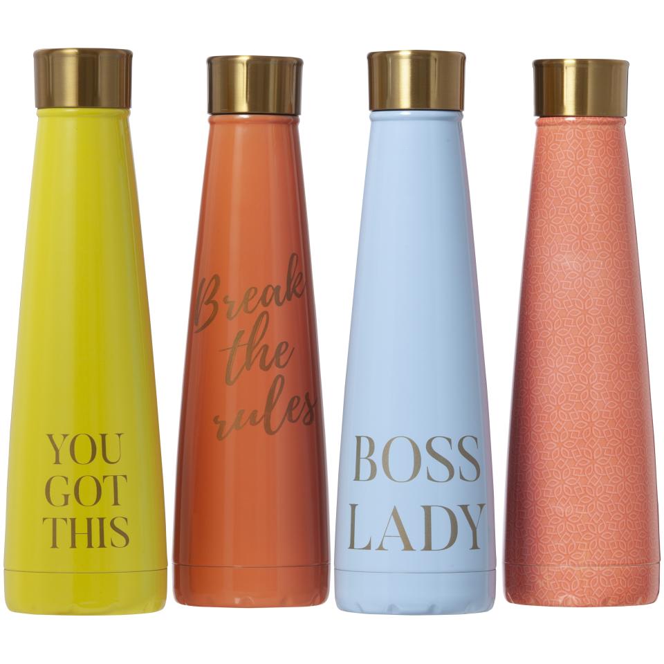 <p>Useful and stylish drink bottles with a bit of lady power motivation – you can’t go wrong. Source: <a rel="nofollow noopener" href="https://www.officeworks.com.au/" target="_blank" data-ylk="slk:Officeworks;elm:context_link;itc:0;sec:content-canvas" class="link ">Officeworks</a> – available online and in-stores. </p>