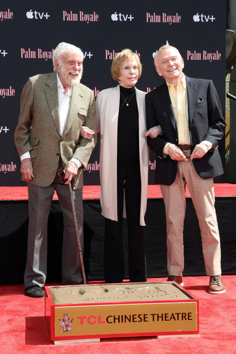 Dick Van Dyke, Carol Burnett, and Bob Mackie attend Carol Burnett's Hand and Footprint in the Cement Ceremony