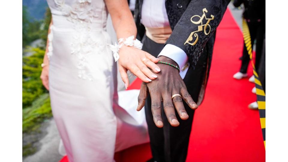 Princess Martha Louise of Norway and Durek Verrett show their rings