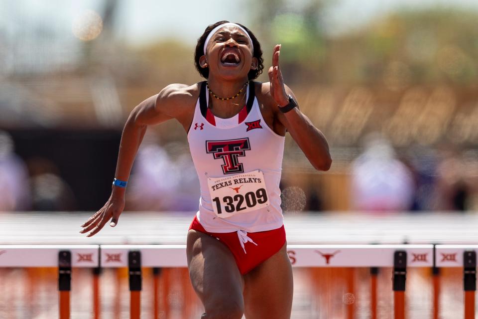 Texas Tech's Demisha Roswell, pictured competing in March at the Texas Relays, won her first-round heat Thursday at the NCAA West Preliminary in Fayetteville, Arkansas. Roswell ran the 100-meter hurdles in 13.07 seconds, qualifying for the quarterfinals on Friday.