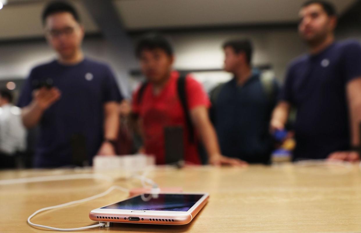 The new iPhone 7 is displayed on a table at an Apple store in Manhattan on September 16, 2016 in New York City: Spencer Platt/Getty Images
