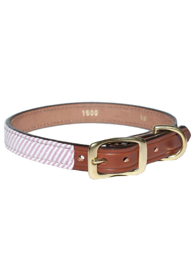 9) Logan Richard Pink Seersucker Dog Collar, $75