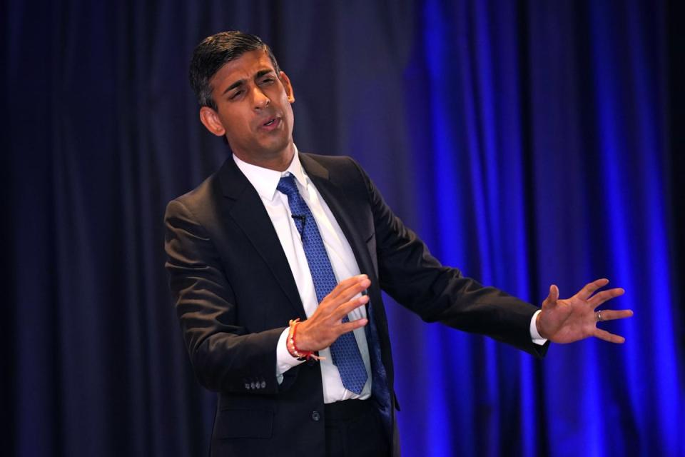 Rishi Sunak during the hustings event at the Culloden Hotel in Belfast (Niall Carson/PA) (PA Wire)