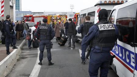 Police at Orly airport southern terminal after a shooting incident near Paris, France March 18, 2016. REUTERS/Benoit Tessier