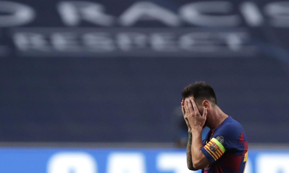 The saga of Lionel Messi leaving Barcelona has seemed to reach a conclusion mired in muck. (Photo by MANU FERNANDEZ/POOL/AFP via Getty Images)