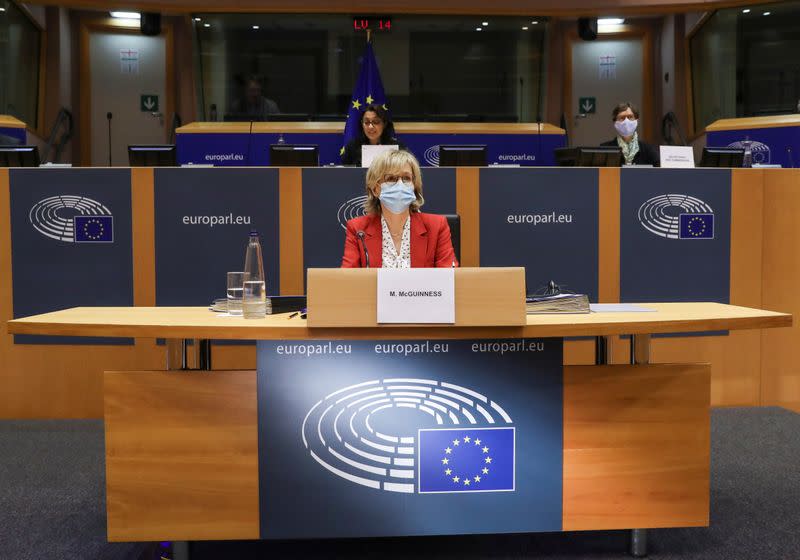 European Parliament Vice President McGuinness attends her hearing as the new EU financial services commissioner, in Brussels