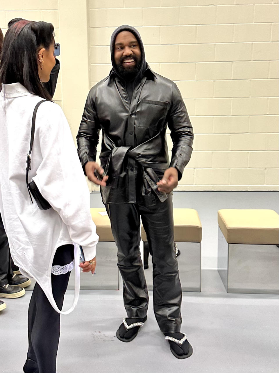 Kanye West attends the Burberry spring 2023 show.