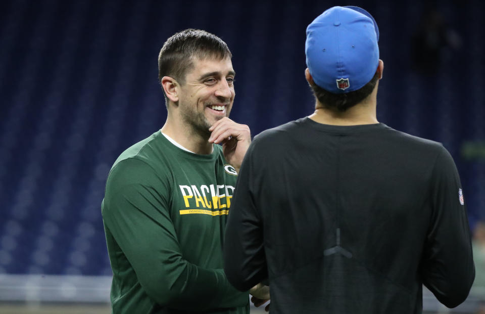Aaron Rodgers might be the crown jewel of the NFL's quarterback market. It's more likely at this point he won't leave Green Bay. But who knows? (Photo by Leon Halip/Getty Images)