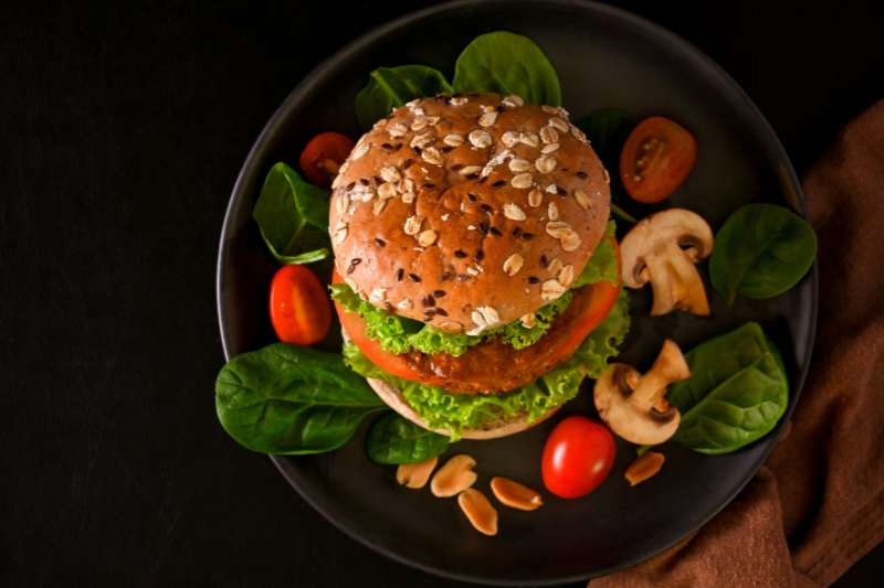 Plant-Based Burger on Plate