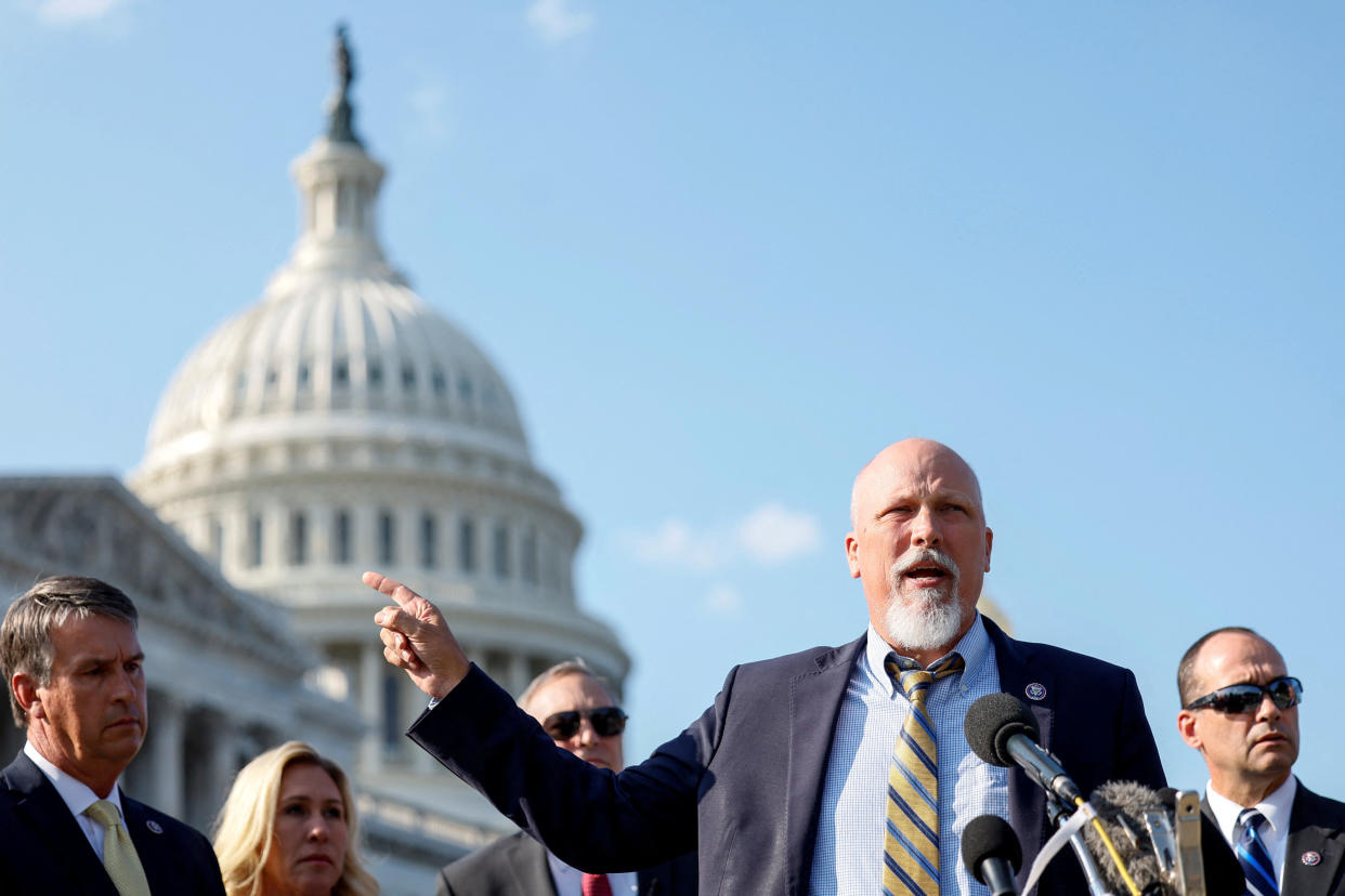 Rep. Chip Roy speaks at a House Freedom Caucus news conference on Capitol Hill in Washington, September 15, 2022. REUTERS/Evelyn Hockstein