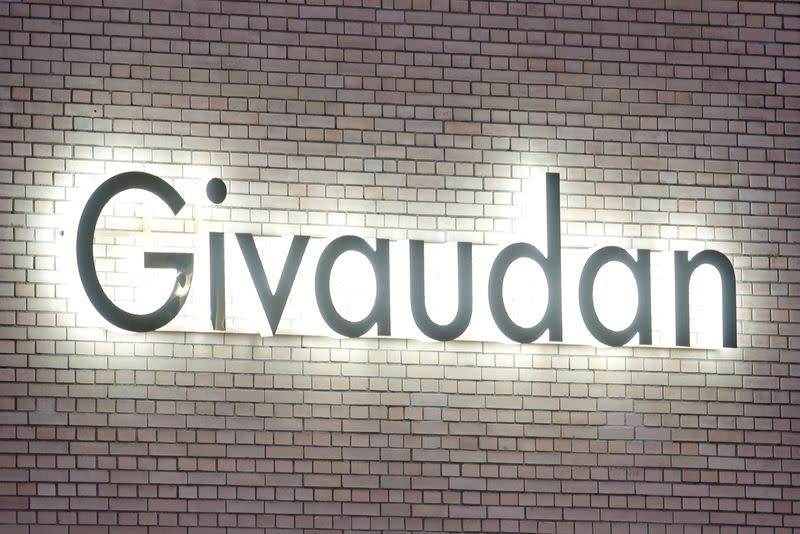 FILE PHOTO: Logo of Givaudan is seen in Kemptthal