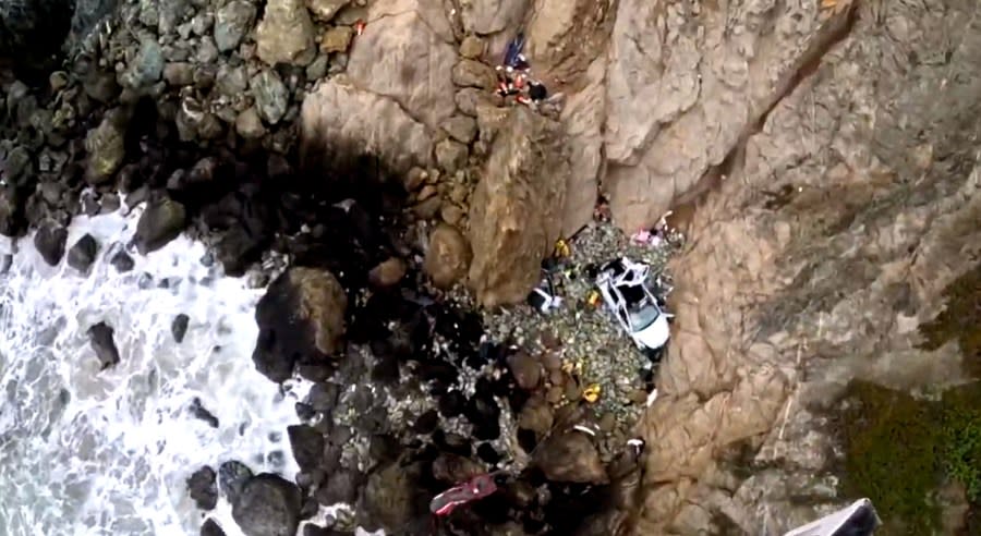 (Aerial image of the crash scene courtesy California Highway Patrol)