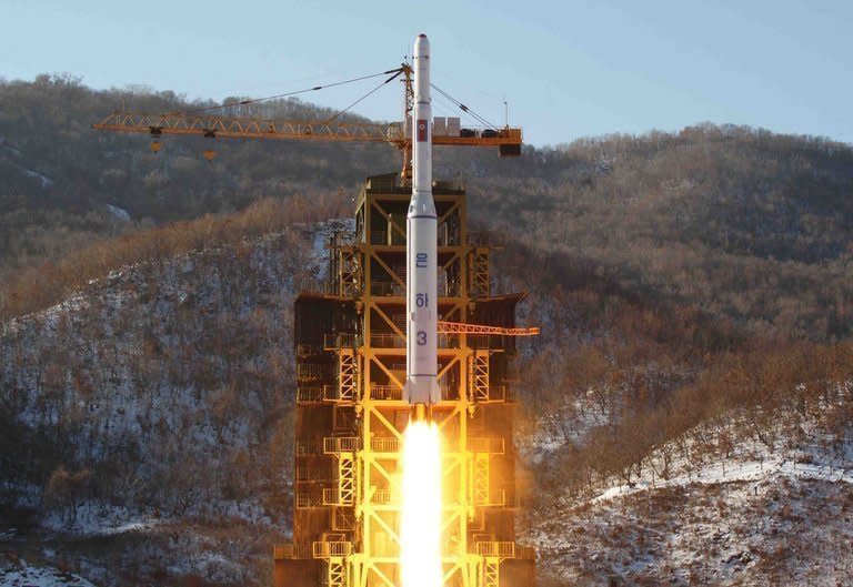 This photo taken by North Korea's official Korean Central News Agency (KCNA) shows a Unha-3 rocket lifting off from its launch pad in North Pyongan province on December 12, 2012. The top US envoy on North Korea has dismissed hopes for an immediate diplomatic solution over Pyongyang's expected nuclear test, saying the isolated state was "bent on playing a game of risk"