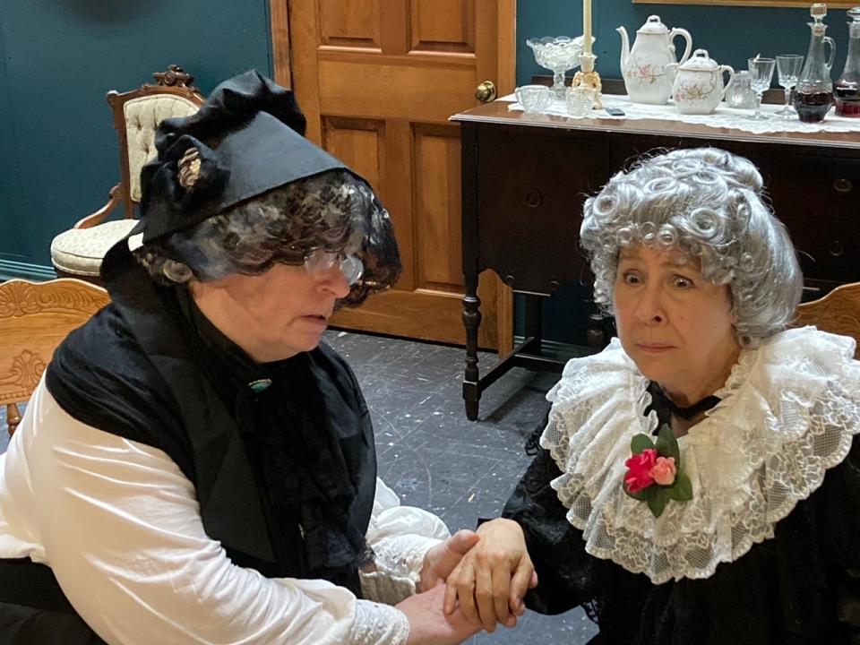 Carol Woodrum and Nancy Nickerson play sisters Martha and Abby Brewster, who manipulate elderly men to stay their final nights at the Brewster home, without knowing it’s their final nights in Lincoln Community Theatre’s production of the comedy "Arsenic and Old Lace" at the LCHS auditorium June 23-26.