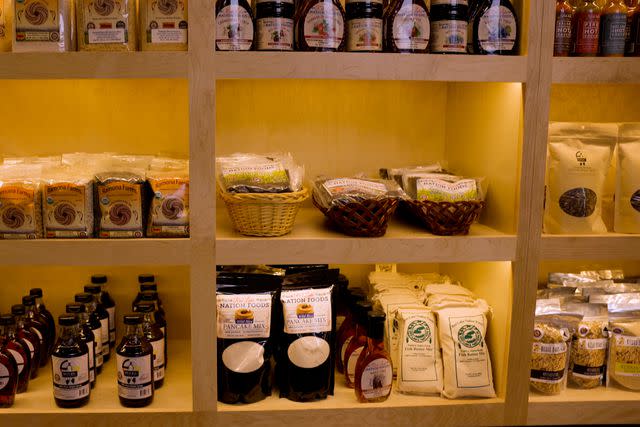 <p>Courtesy of Sergio Rapu</p> Ramona Farms beans are displayed among Indigenous-produced foods at The Indigenous Food Lab Market in Minneapolis.