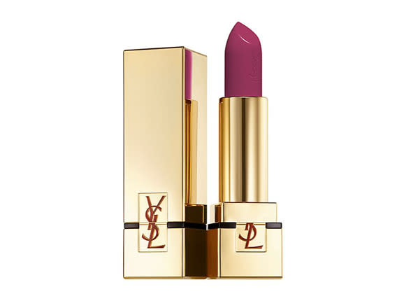 <div class="caption-credit"> Photo by: Courtesy of saksfifthavenue.com</div>YSL's Rouge Pur Couture line contains natural extracts that provide all-day hydration. Chapped lips and lipstick is not a good combination. <br> YSL Rouge Pur Couture SPF 15 in #39 POURPRE DIVIN, saksfifthavenue.com <br> <b>More from <i>Lucky</i>:</b> <br> <b><a rel="nofollow noopener" href="http://www.luckymag.com/beauty/2011/12/40-Drugstore-Classics?mbid=synd_yshine" target="_blank" data-ylk="slk:The 40 Best Drugstore Beauty Products;elm:context_link;itc:0;sec:content-canvas" class="link ">The 40 Best Drugstore Beauty Products</a> <br> <a rel="nofollow noopener" href="http://www.luckymag.com/blogs/luckyrightnow/2012/09/50-Unique-Engagement-Rings?mbid=synd_yshine" target="_blank" data-ylk="slk:50 Unique Engagement Rings;elm:context_link;itc:0;sec:content-canvas" class="link ">50 Unique Engagement Rings</a></b> <br>