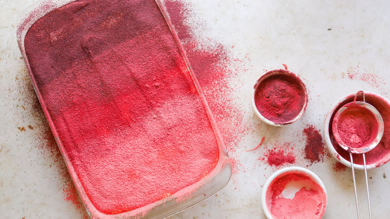 Dusted berry pudding dessert