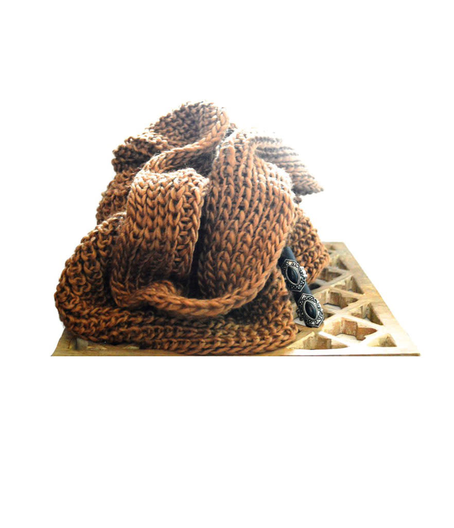 Caramel knit vegan scarf by Bohemian Vegan