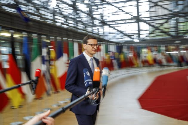 Poland's Prime Minister Mateusz Morawiecki arrives for an EU leaders summit in Brussels, Belgium, October 21, 2021. Olivier Hoslet/Pool via REUTERS (Photo: POOL via REUTERS)