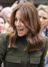 <p>Kate adds an edge to her normally soft style with this blunt lob — off-set by a few face-framing layers, of course.</p>