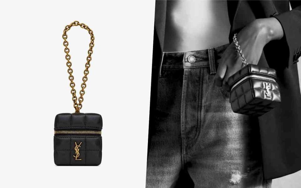 CASSANDRE MATELASSÉ小羊皮迷你鏈條方形袋 NT$ 19,450 圖片來源：Saint Laurent