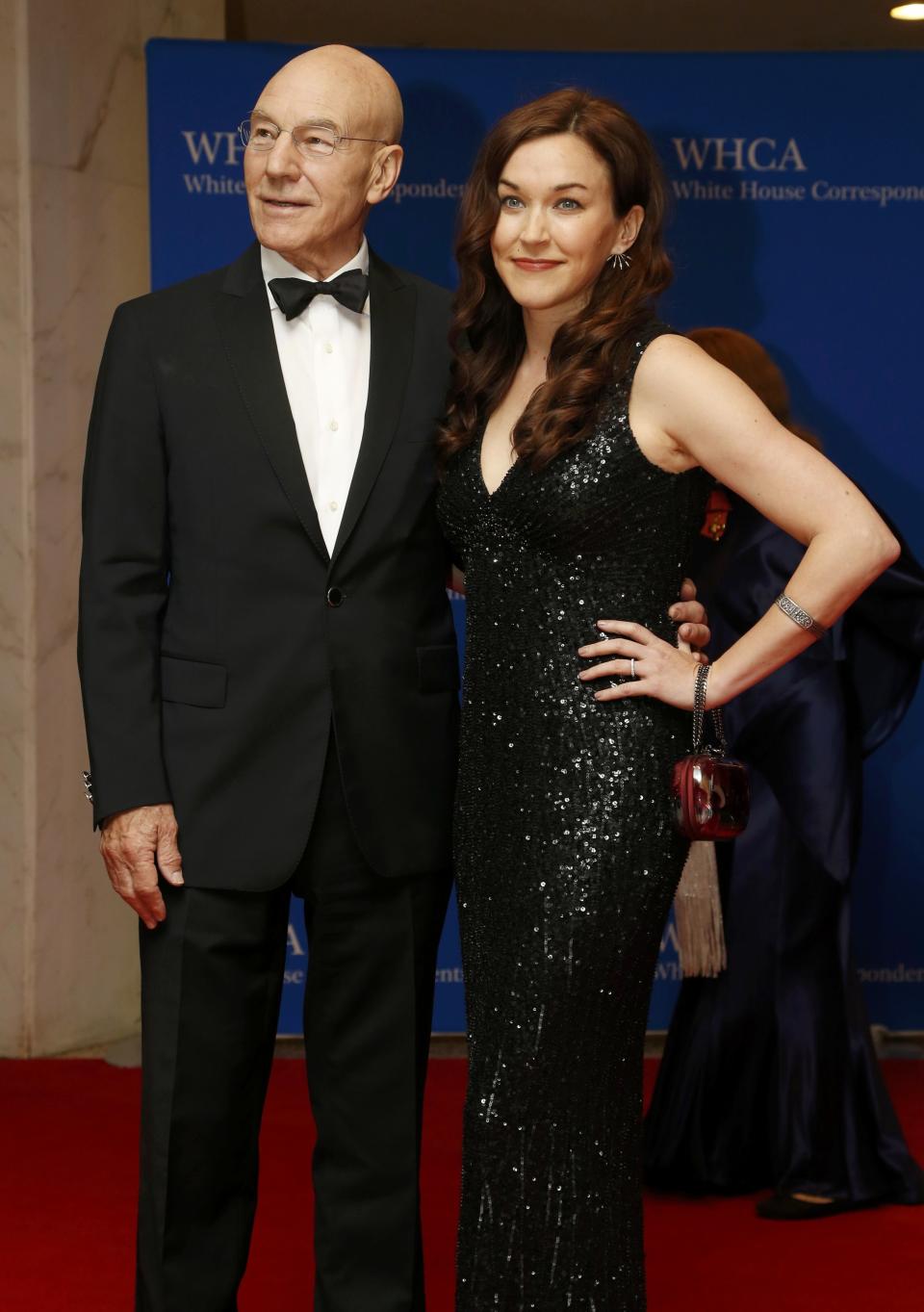 Actor Patrick Stewart and his wife, Sunny Ozell, arrive on the red carpet at the annual White House Correspondents' Association Dinner in Washington, May 3, 2014. (REUTERS/Jonathan Ernst)