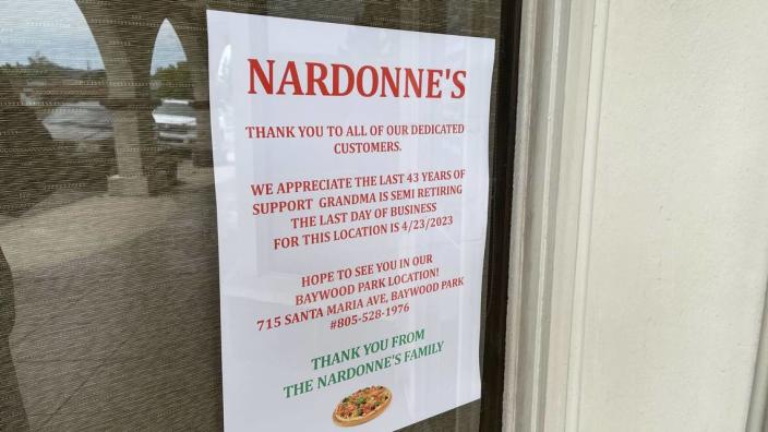 Beloved restaurant Nardonne&#x002019;s La Famiglia Pizzeria has closed its Atascadero location after more than 40 years.