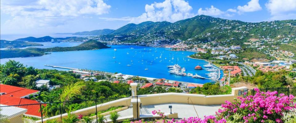 Caribbean, St Thomas US Virgin Islands. Panoramic view.