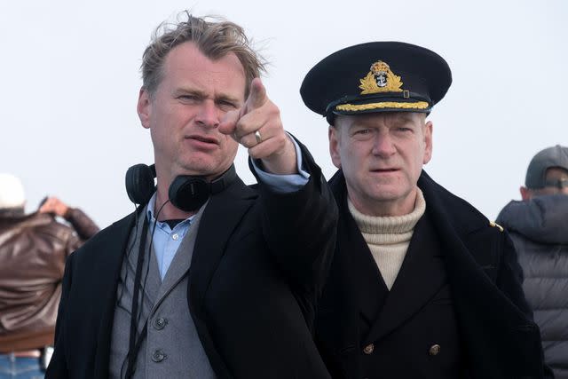 <p> PictureLux / The Hollywood Archive / Alamy </p> Christopher Nolan and Kenneth Branagh on the set of "Dunkirk"