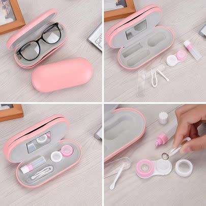 A two-in-one contacts and glasses case