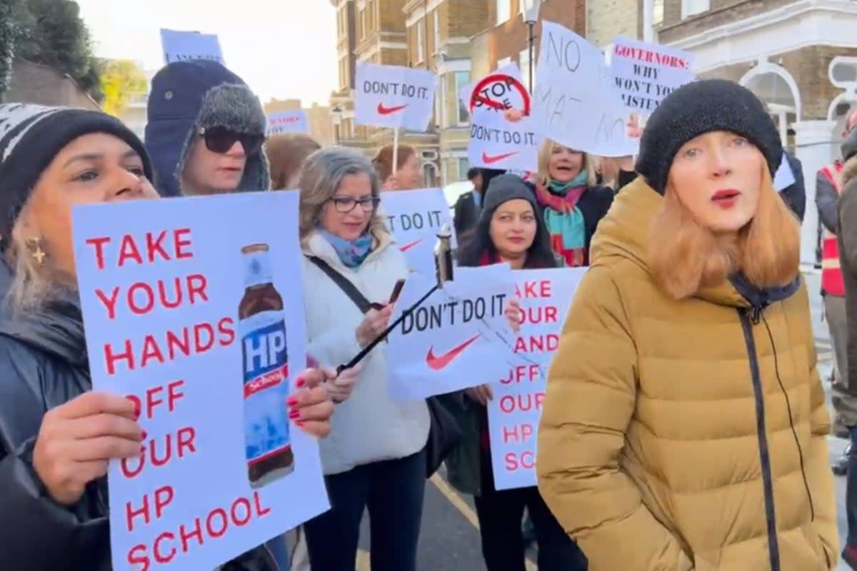 Parents at Holland Park School have protested against it being taken over by United Learning (Twitter)