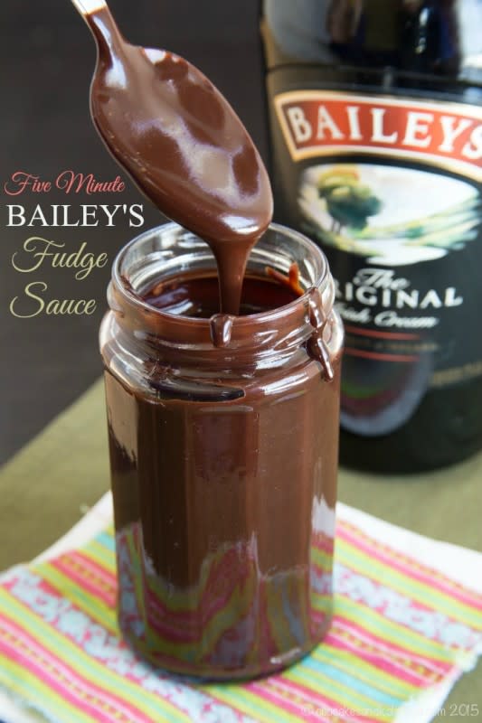 <p>CupcakesAndKaleChips.com</p><p>This luscious and velvety Bailey’s Chocolate Sauce only needs four ingredients and a few minutes to make. Irish cream liqueur gives your hot fudge a boozy twist, but you can also use flavored coffee creamer. Either way, you’ll want to slather it on everything!</p><p><strong>Get the recipe here: <a href="http://cupcakesandkalechips.com/baileys-fudge-sauce/#_a5y_p=3442460" rel="nofollow noopener" target="_blank" data-ylk="slk:5-Minute Baileys Fudge Sauce;elm:context_link;itc:0;sec:content-canvas" class="link ">5-Minute Baileys Fudge Sauce</a></strong></p><p><strong>Related: <a href="https://www.yahoo.com/lifestyle/15-best-irish-whiskey-sips-032936231.html" data-ylk="slk:Best Irish Whiskey For All Budgets;elm:context_link;itc:0;sec:content-canvas;outcm:mb_qualified_link;_E:mb_qualified_link;ct:story;" class="link  yahoo-link">Best Irish Whiskey For All Budgets</a></strong></p>