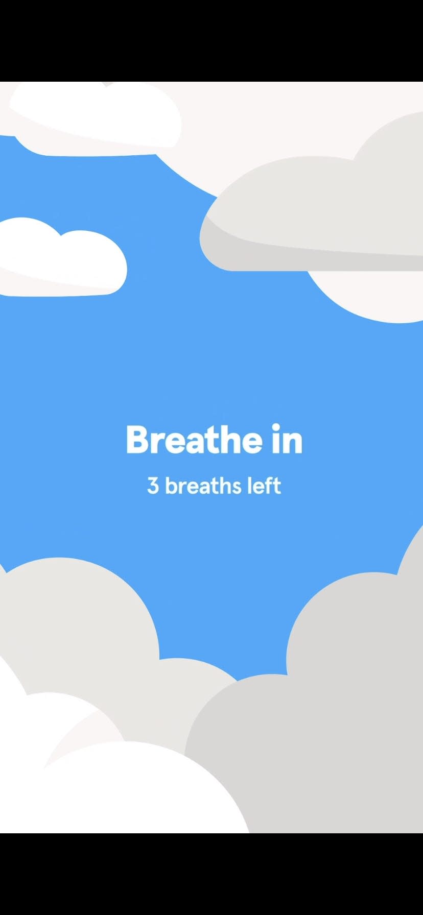 an animated blue sky and clouds in a screenshot of the meditation app Headspace