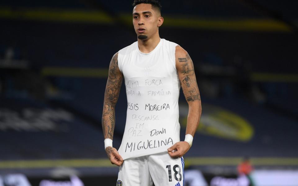 Raphinha scored, revealed this shirt, and was booked - Gareth Copley/POOL/EPA-EFE/Shutterstock 