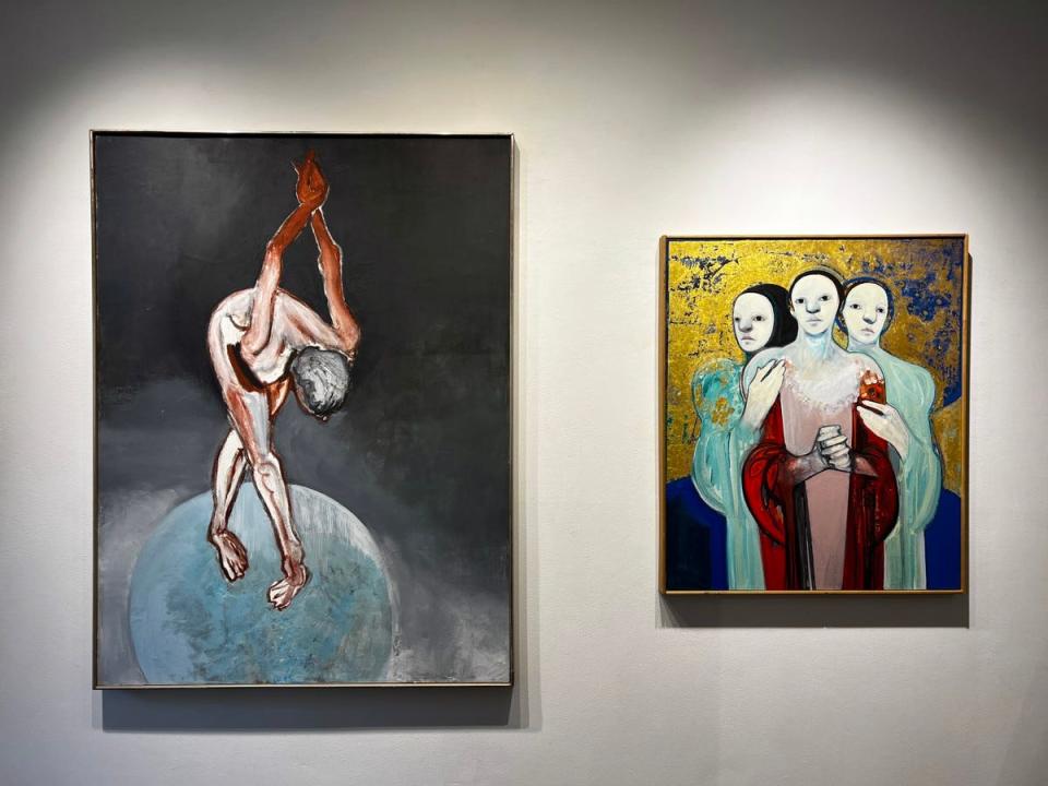 From left to right: Robert Henry and Selina Trieff's art, shown side-by-side in Provincetown.