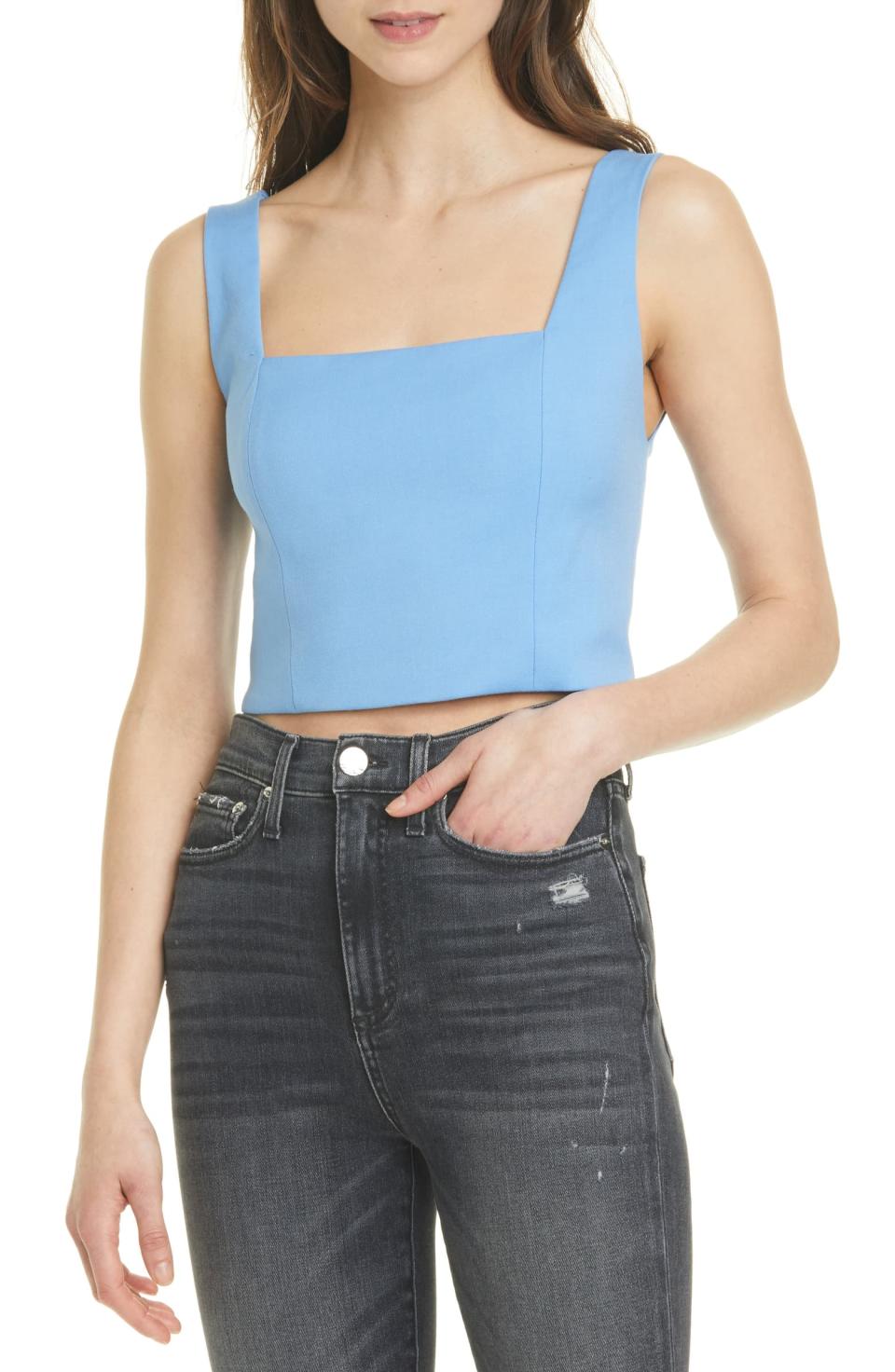 Alice + Olivia Square Neck Crop Top. Image via Nordstrom.