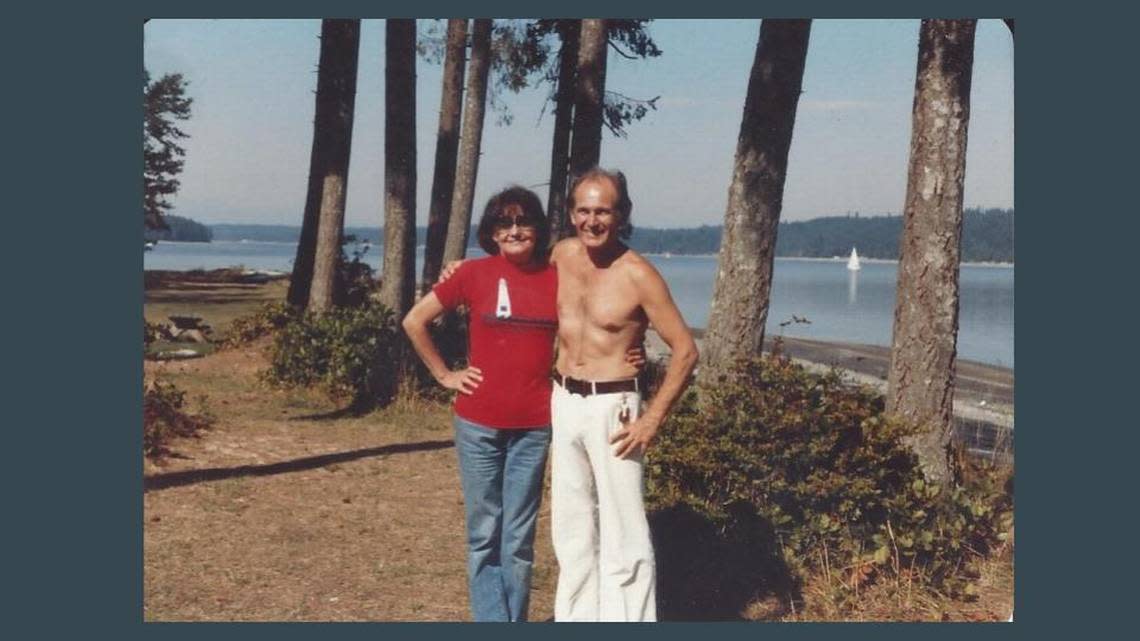 Janice and Hugh McMillan on the beach.