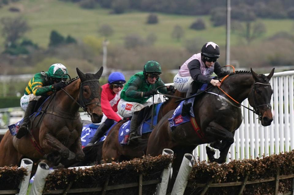 Rachael Blackmore and Slade Steel won the Supreme Novices Hurdle to the delight of watching spectators (PA)